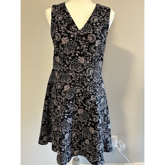 LOFT OUTLET Black/Cream Floral Tank Dress Size 8 - Picture 1 of 7